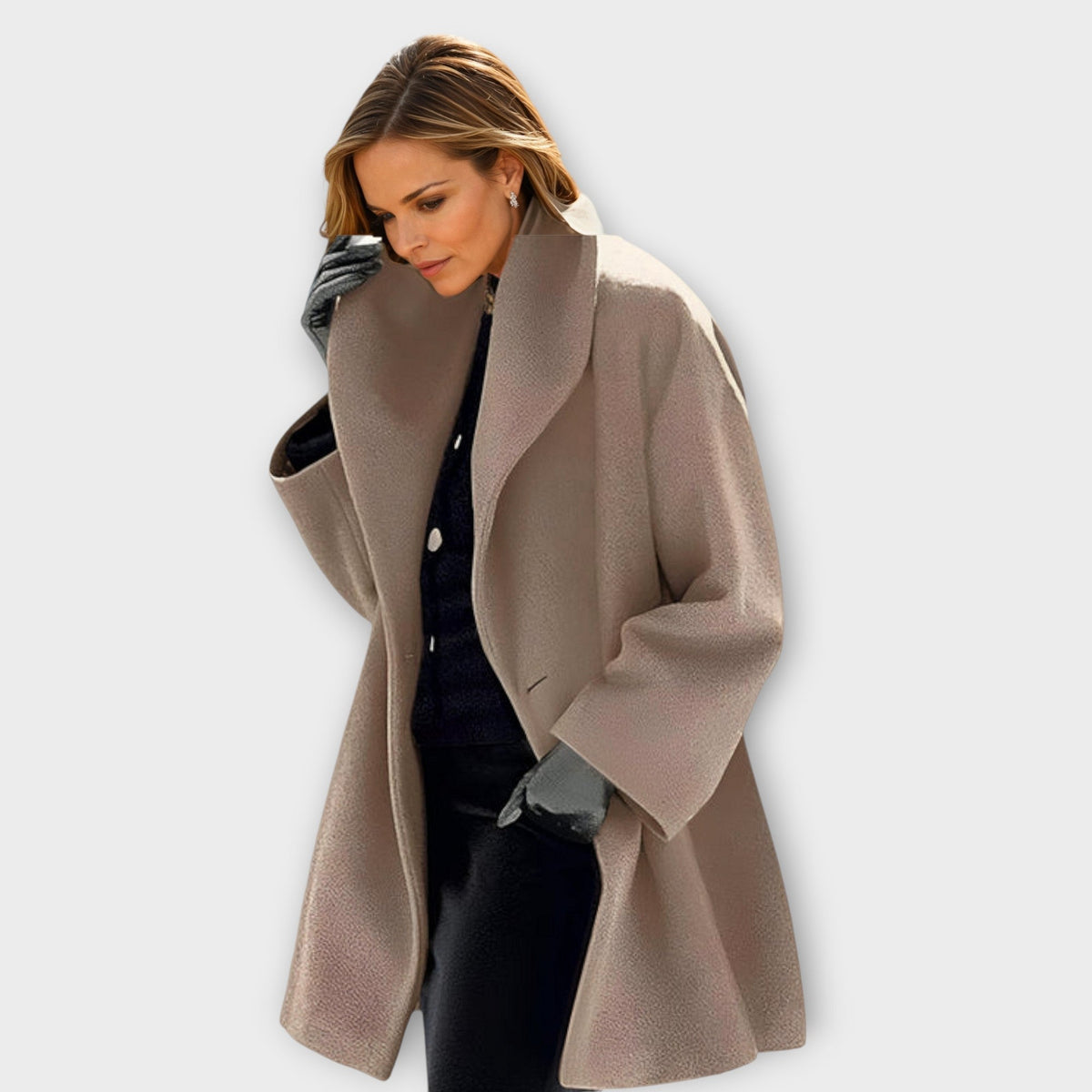 Shawl Collar Longline Wool Look Coat