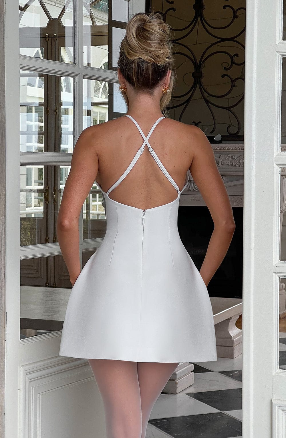 Halter Neck Sculpted Bubble Skirt Mini Dress 2