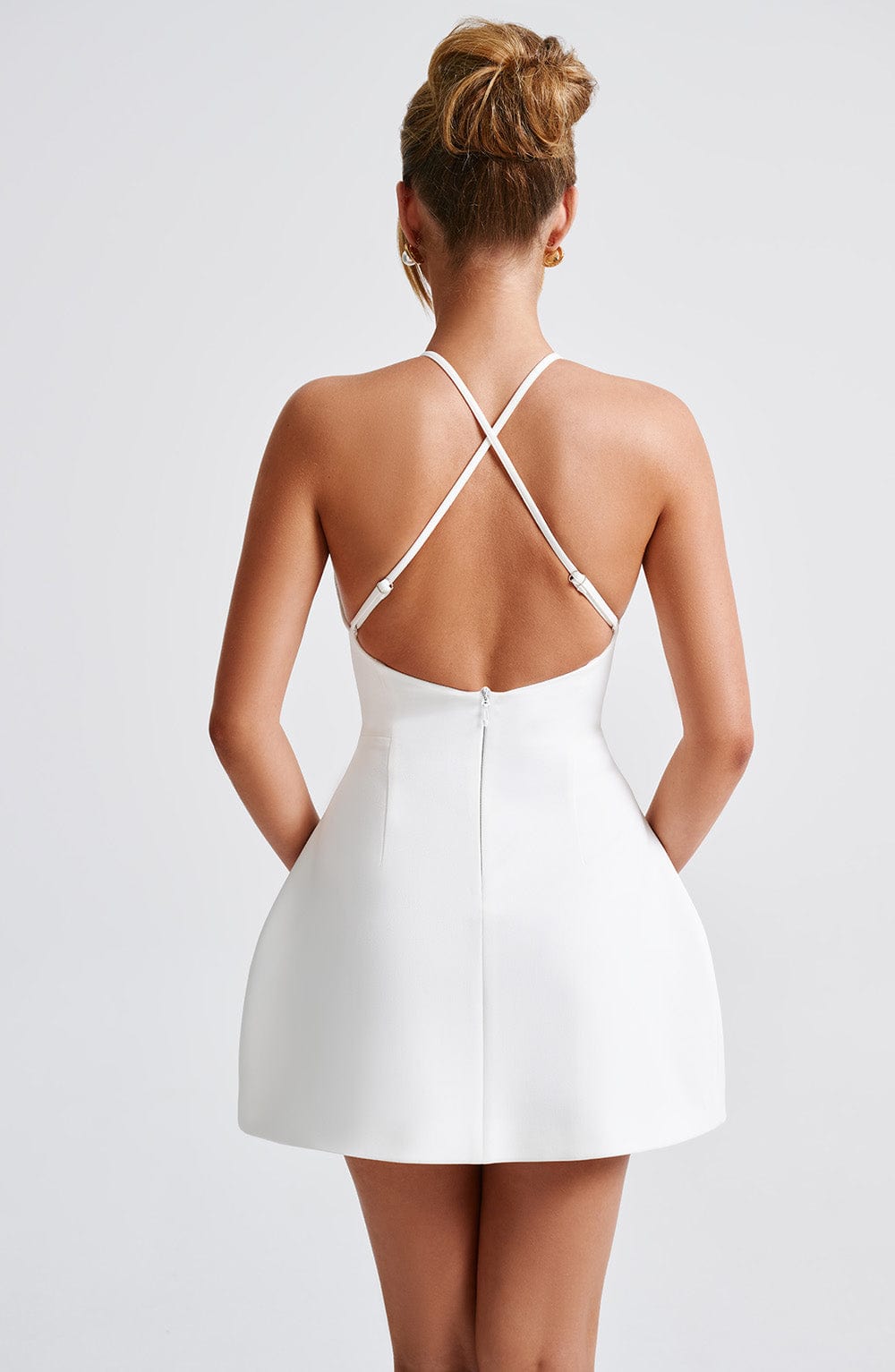 Halter Neck Sculpted Bubble Skirt Mini Dress 7