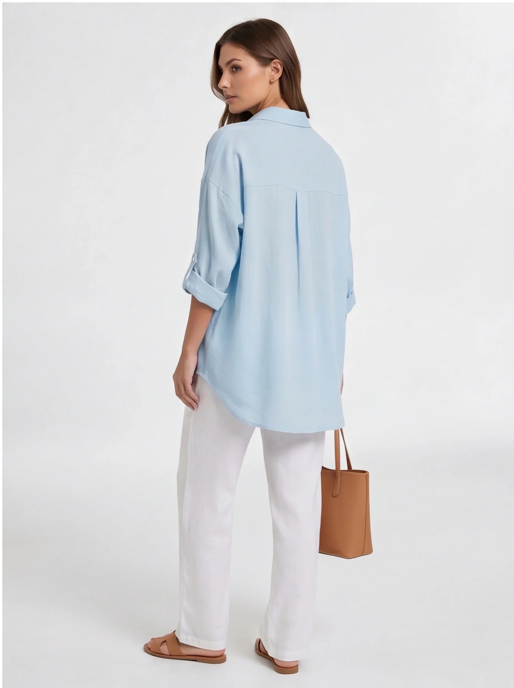Elegant Oversized Linen Blouse with Breathable Fabric and Relaxed Fit