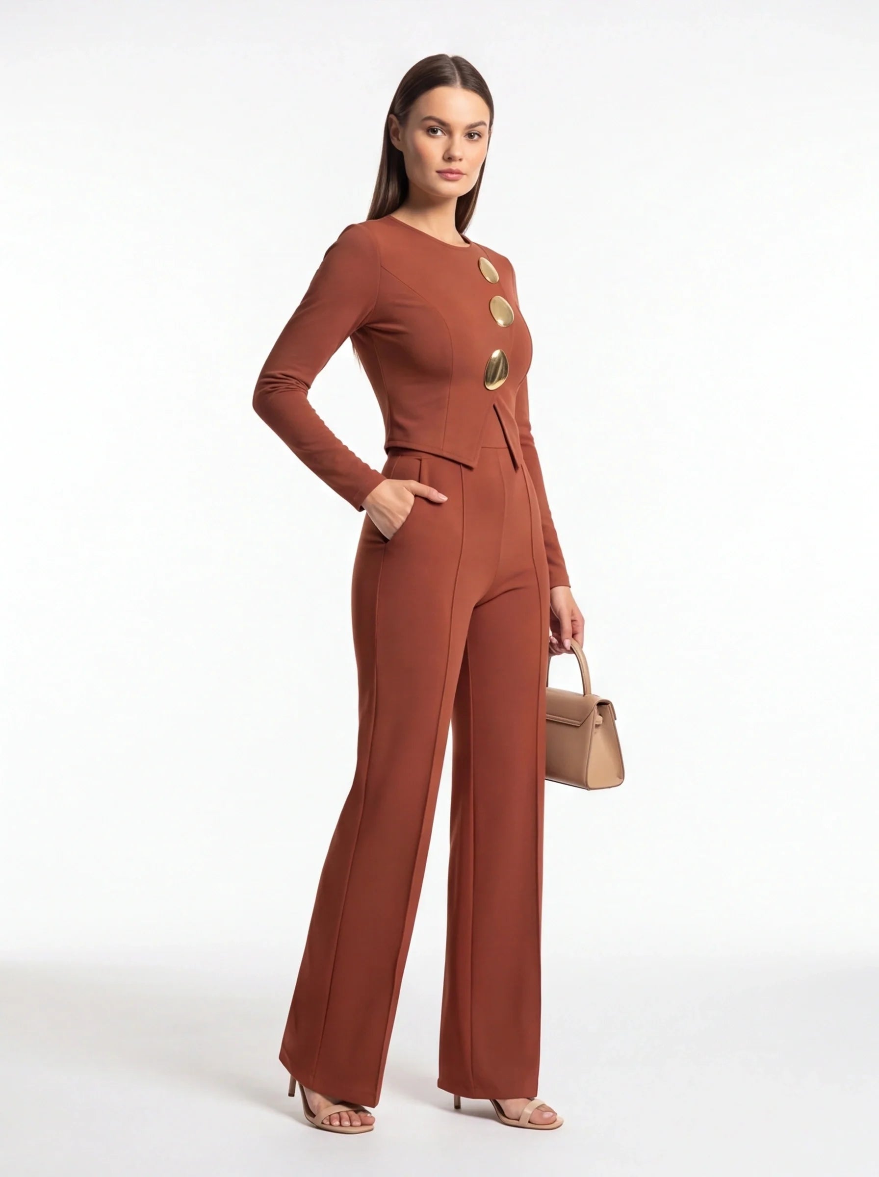 Elegant Stylish Jumpsuit with Pockets & Comfortable Fit for Commuting - Jamota