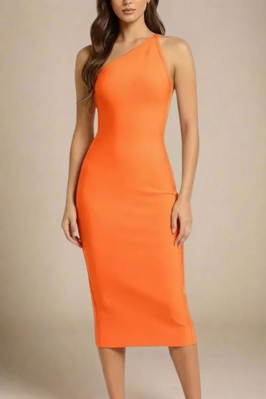 Joi Bodycon Midi Dress - Apricot Orange