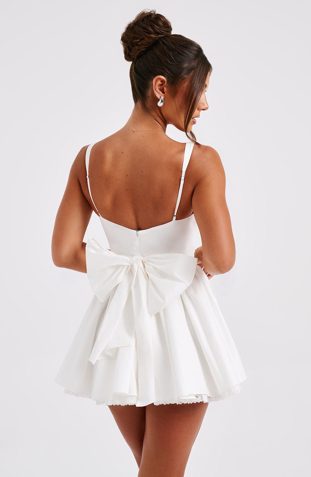 Sweetheart Neck Corset Bodice Lace Trim Flared Mini Dress 2