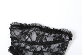 Lace ruffle solid slit hollow out backless tube midi dress 5