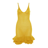 Crochet v neck sleeveless hollow out ruffle mini dress 11