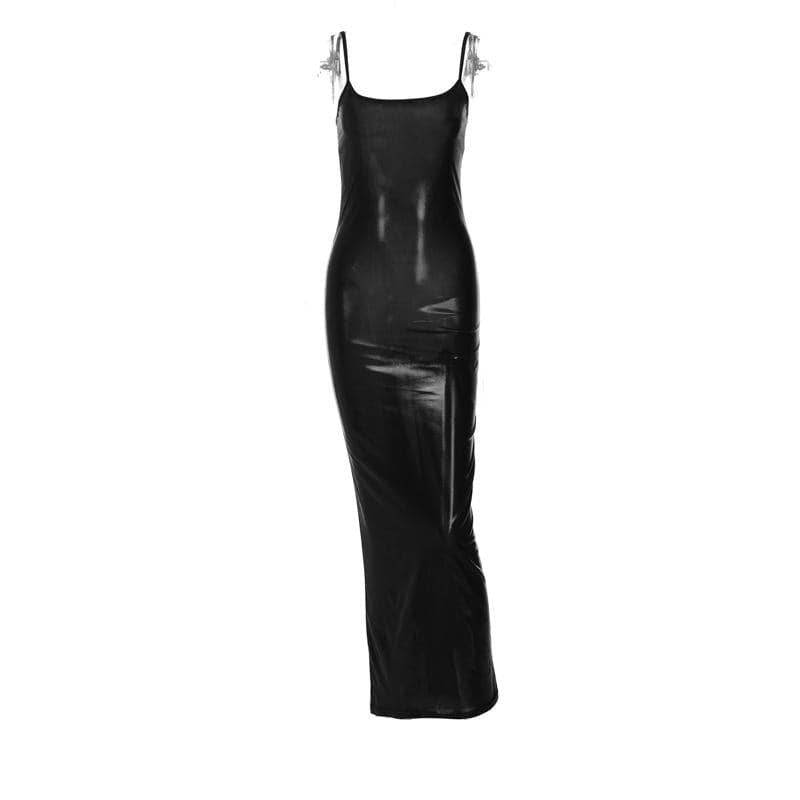 Metallic square neck backless cami maxi dress 8
