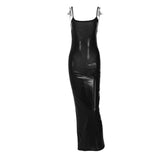 Metallic square neck backless cami maxi dress 8
