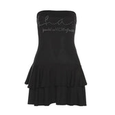 Beaded solid ruffle backless tube mini dress 4