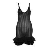 Crochet v neck sleeveless hollow out ruffle mini dress 15