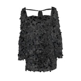 Glitter self tie long sleeve slit backless mini dress 8