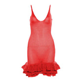 Crochet v neck sleeveless hollow out ruffle mini dress 14