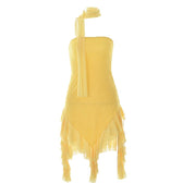 Mesh ruffle ribbon irregular solid backless tube mini dress 3