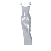 Metallic square neck backless cami maxi dress 9