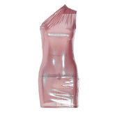 Metallic one shoulder ruched sleeveless irregular mini dress 13