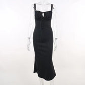 Ruched solid lace up self tie backless sleeveless midi dress 2