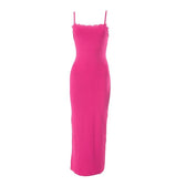 Lace hem square neck solid backless cami maxi dress 13