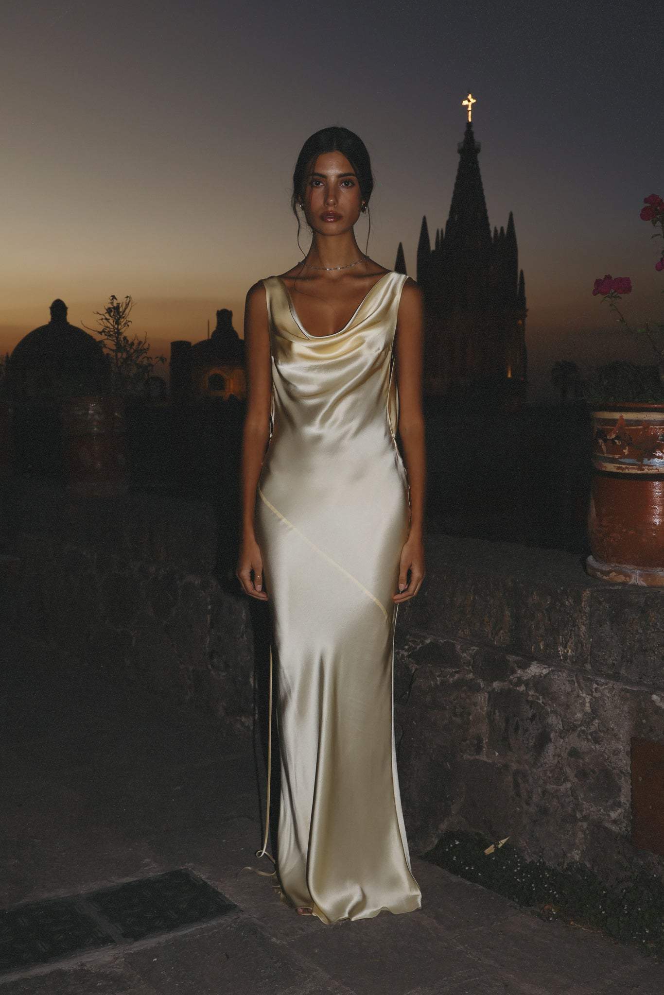 Tamara Elevated Cowlies Backless Satin Maxi Dress Chic Silhouette Collection