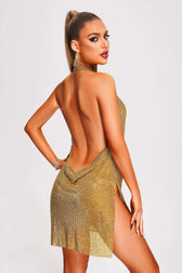 Metallic Mesh Mini Dress - View 3