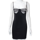 Hollow out mesh ruched zip up back dress 7