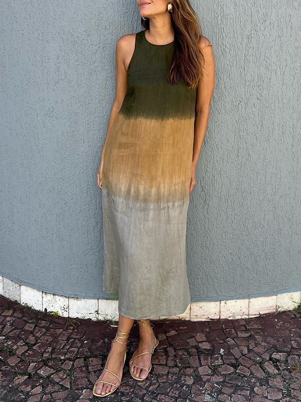 Tie Dye Ombre Sleeveless Midi Dress 7