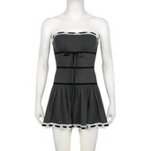 Ribbed lace hem contrast ruched backless tube mini dress 9