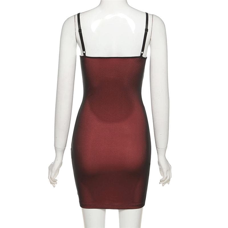 Mesh slit square neck irregular backless cami mini dress 4