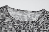 Zebra print hollow out irregular long sleeve sheer mesh see through mini dress 5