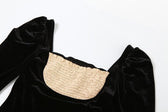Smocked patchwork ruched contrast long sleeve velvet mini dress 4
