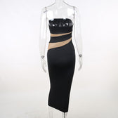 Mesh patchwork contrast irregular tube mini dress 5