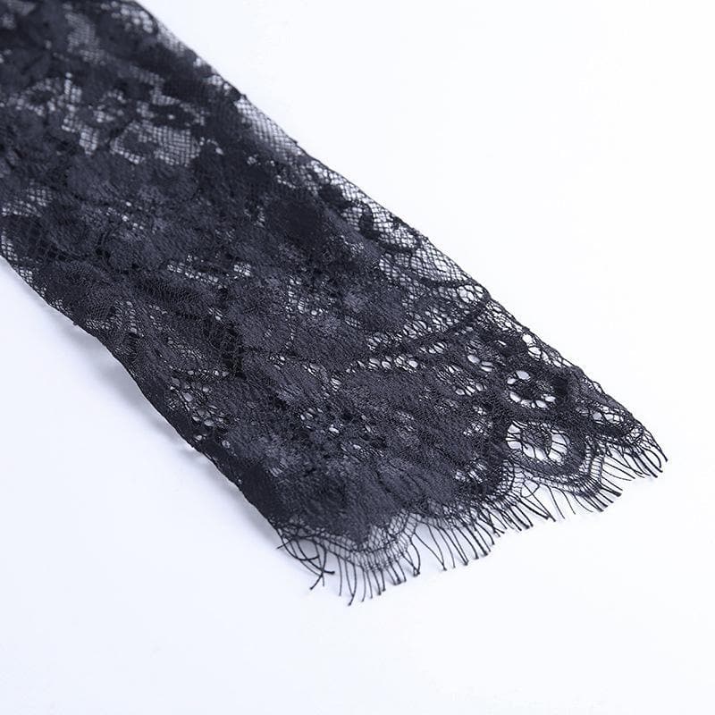 Hem lace low-cut high neck ruched midi dress 10