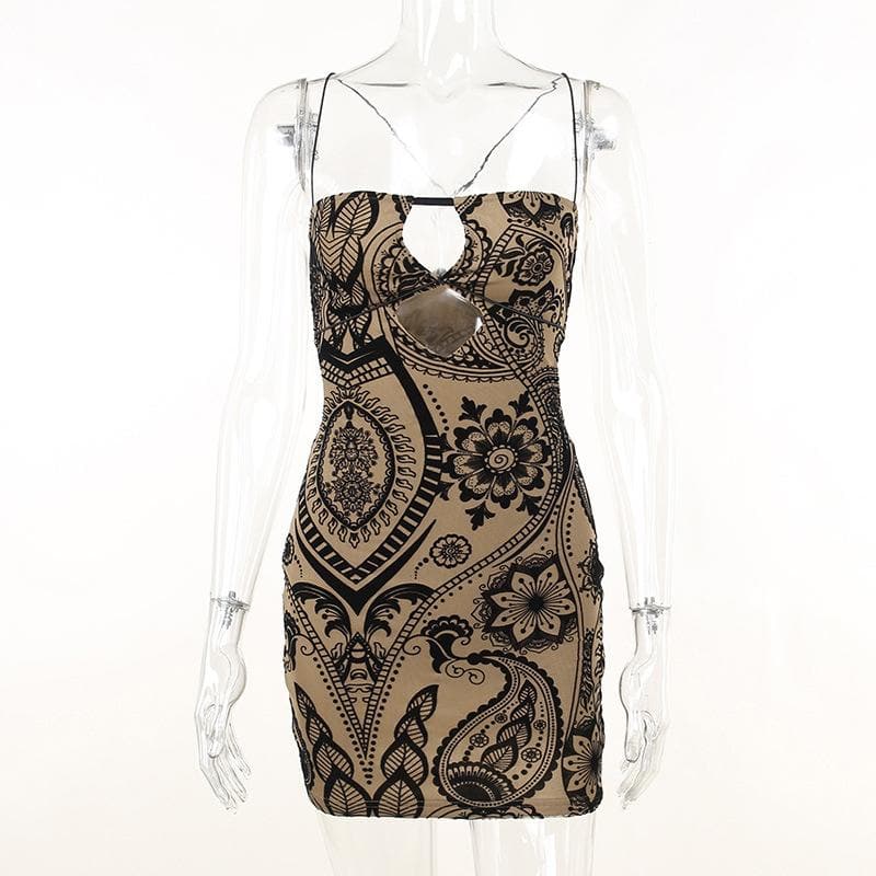 Mesh contrast hollow out cross back velvet mini dress 2