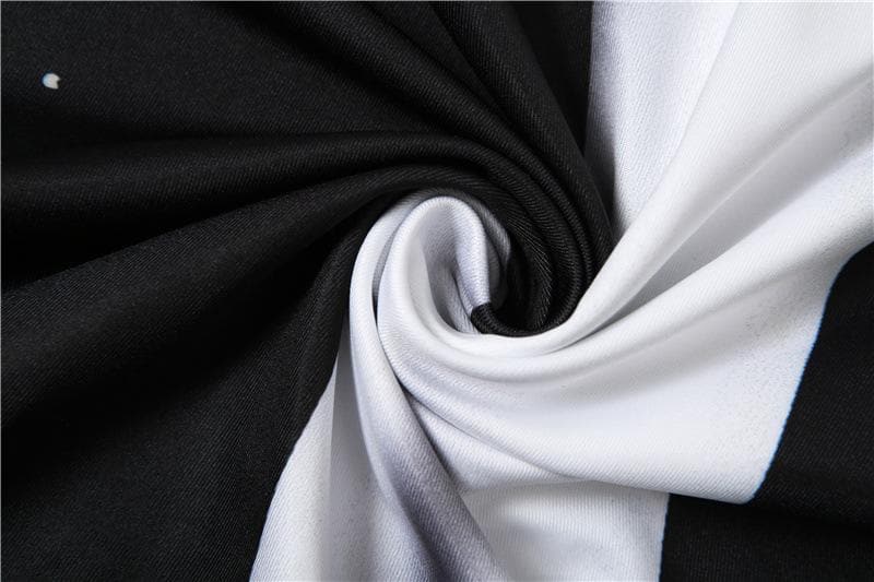 Long sleeve contrast gloves crewneck abstract midi dress