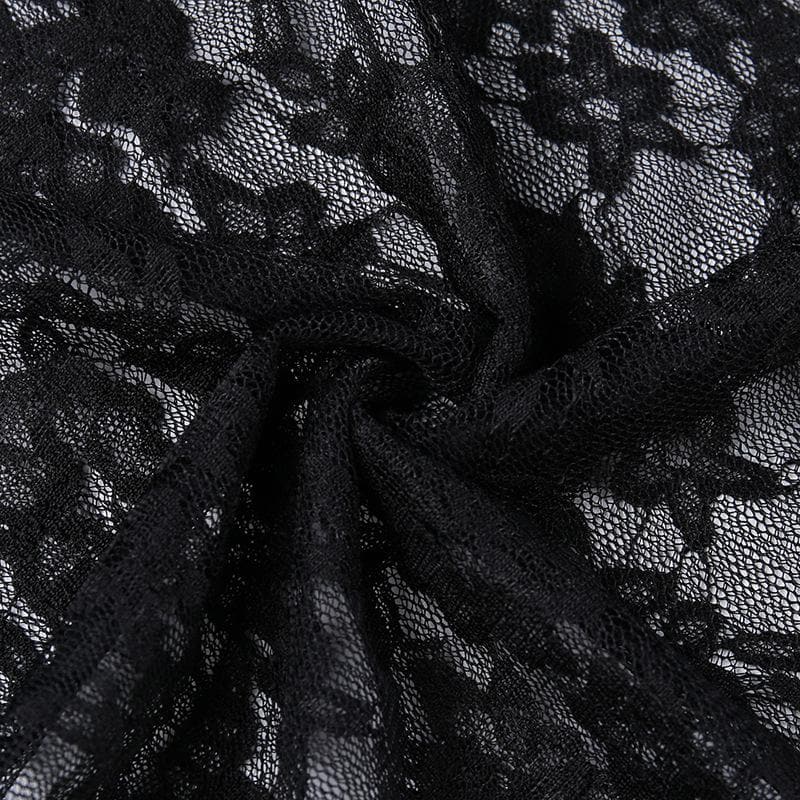 Strapless Sheer Floral Lace Side Slit Tube Mini Dress 7