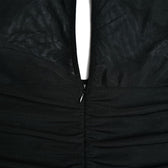 Hollow out ruched mesh long sleeve zip-up button mini dress 7