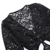 Lace gloves long sleeve button hollow out midi dress 5