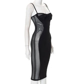 Low Cut Mesh See Through Patchwork Cami midi Dress 5