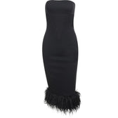 Sleeveless solid feather backless tube dress 2
