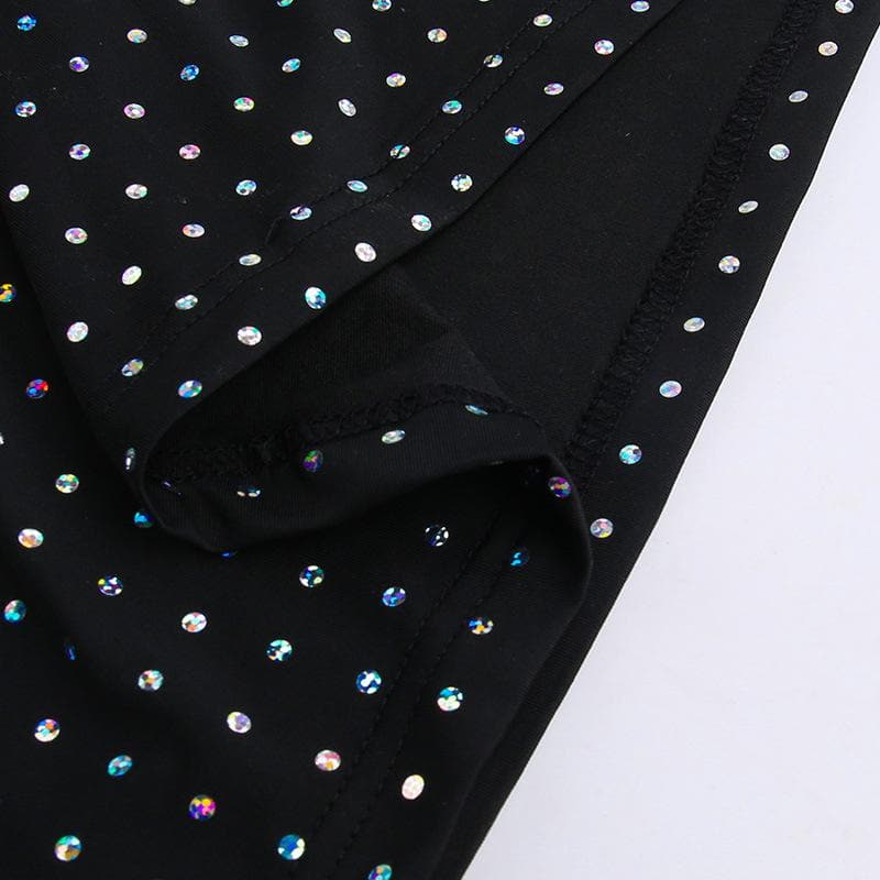 Polka dot contrast hollow out long sleeve mesh midi dress 8