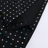 Polka dot contrast hollow out long sleeve mesh midi dress 8