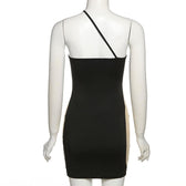 Mesh see through irregular one shoulder mini dress 4