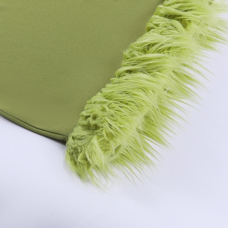 Solid irregular feather patchwork backless mini dress 8
