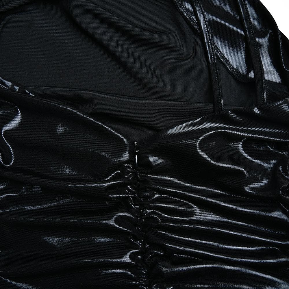 Metallic One Shoulder Sleeveless Ruched Bodycon Maxi Dress 9
