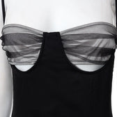 Hollow out mesh ruched zip up back dress 5