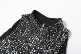 Glitter hollow out high neck button sleeveless mini dress 4