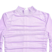 Mesh ruched zip-up long sleeve solid high neck mini dress 9