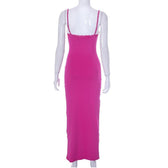 Lace hem square neck solid backless cami maxi dress 8
