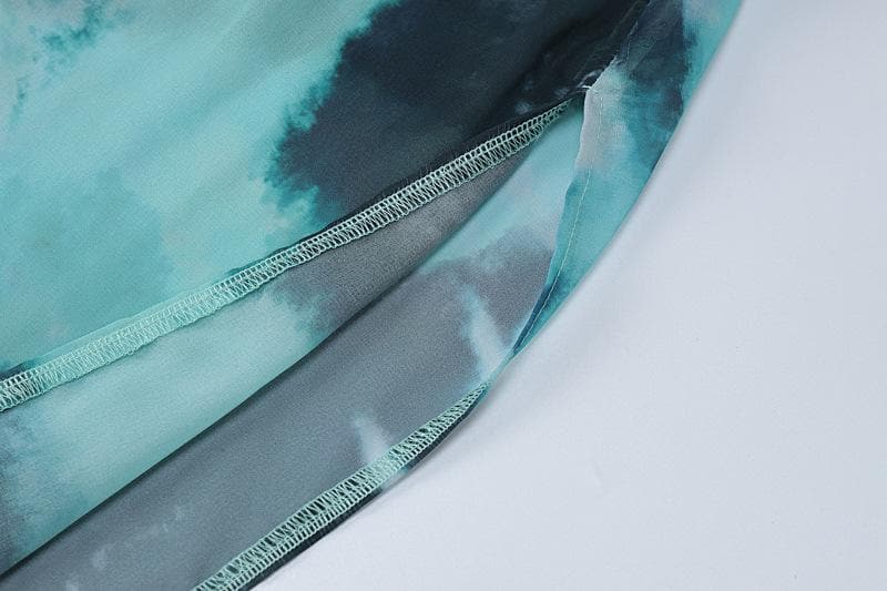 Slit chiffon tie dye contrast backless cowl neck cami maxi dress 6