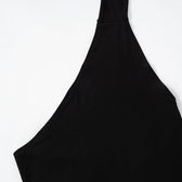 One shoulder backless slit solid halter beaded maxi dress 4