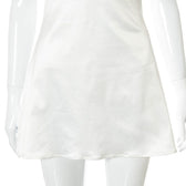 Lace hem satin ruched hollow out backless cami mini dress 6