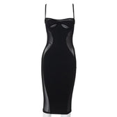 Low Cut Mesh See Through Patchwork Cami midi Dress 4